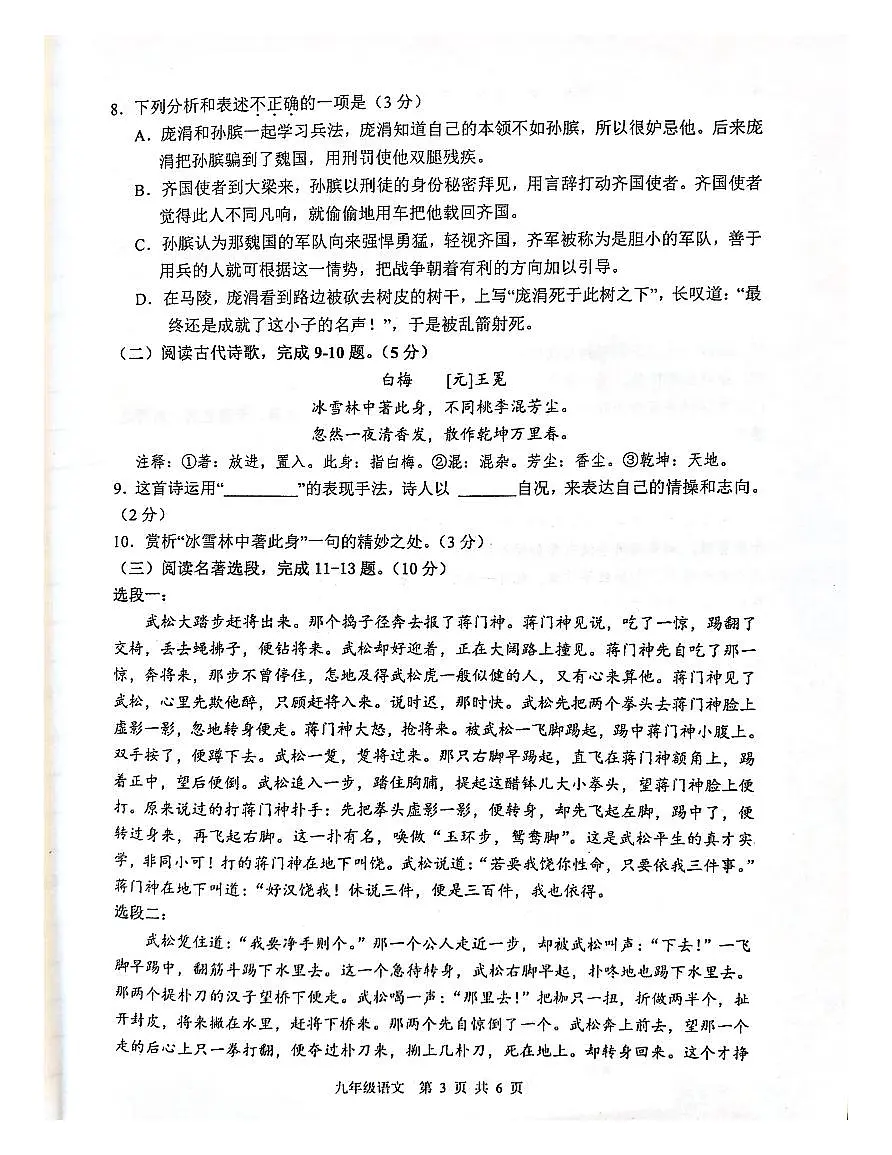 江苏省徐州市2022-2023学年九年级上学期期中考试语文试题第3页