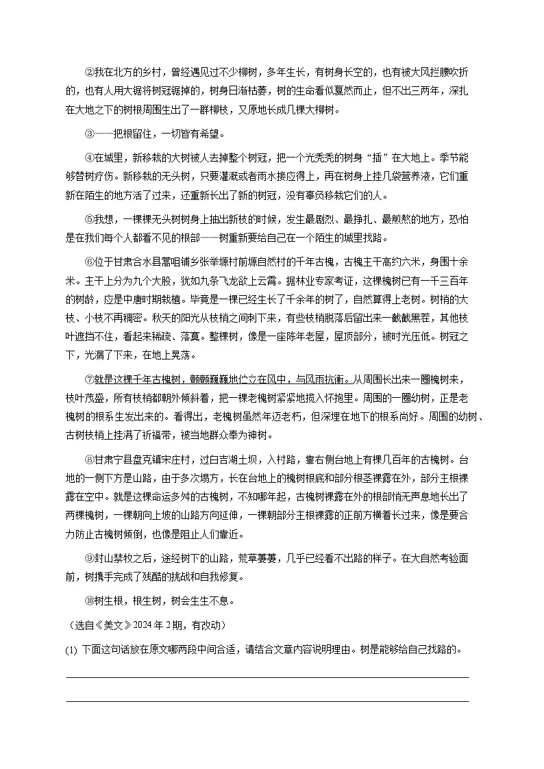 河南初三上学期期中语文试卷2-学生用卷第3页