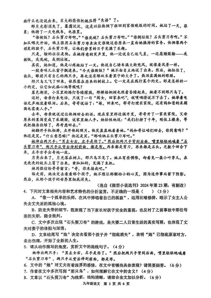 安徽省合肥市五十中学东校2025-2026学年九年级上学期期中考试语文试题第3页