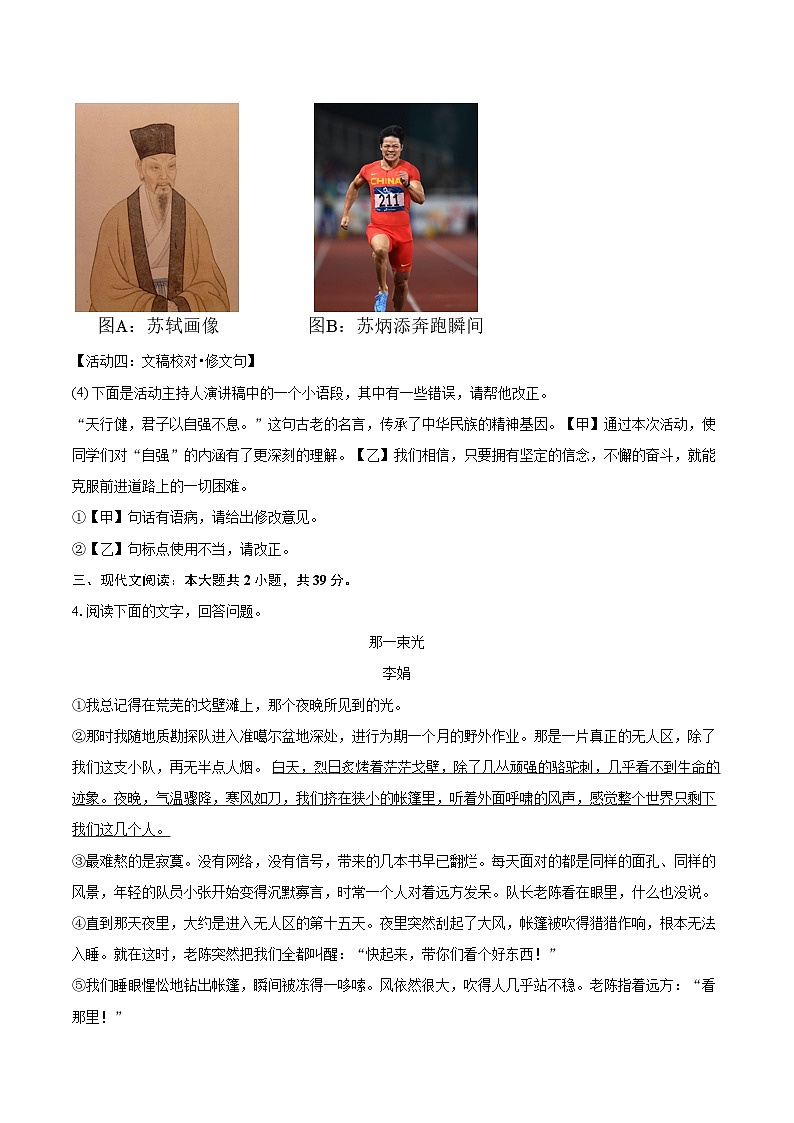 2025-2026学年安徽省合肥市长丰县九年级（上）期中语文试卷-自定义类型第3页