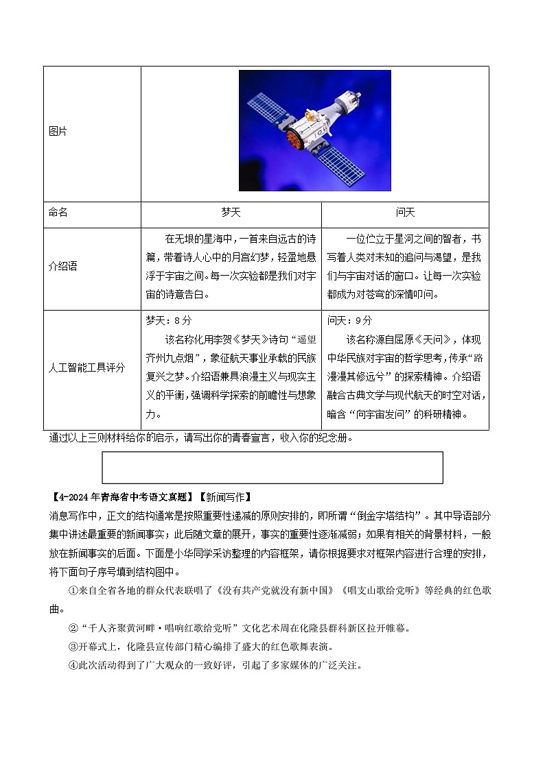 青海专用 专题09 新闻、 应用文、文常 （原卷版）5年（2021-2025）中考1年模拟语文真题分类汇编第3页
