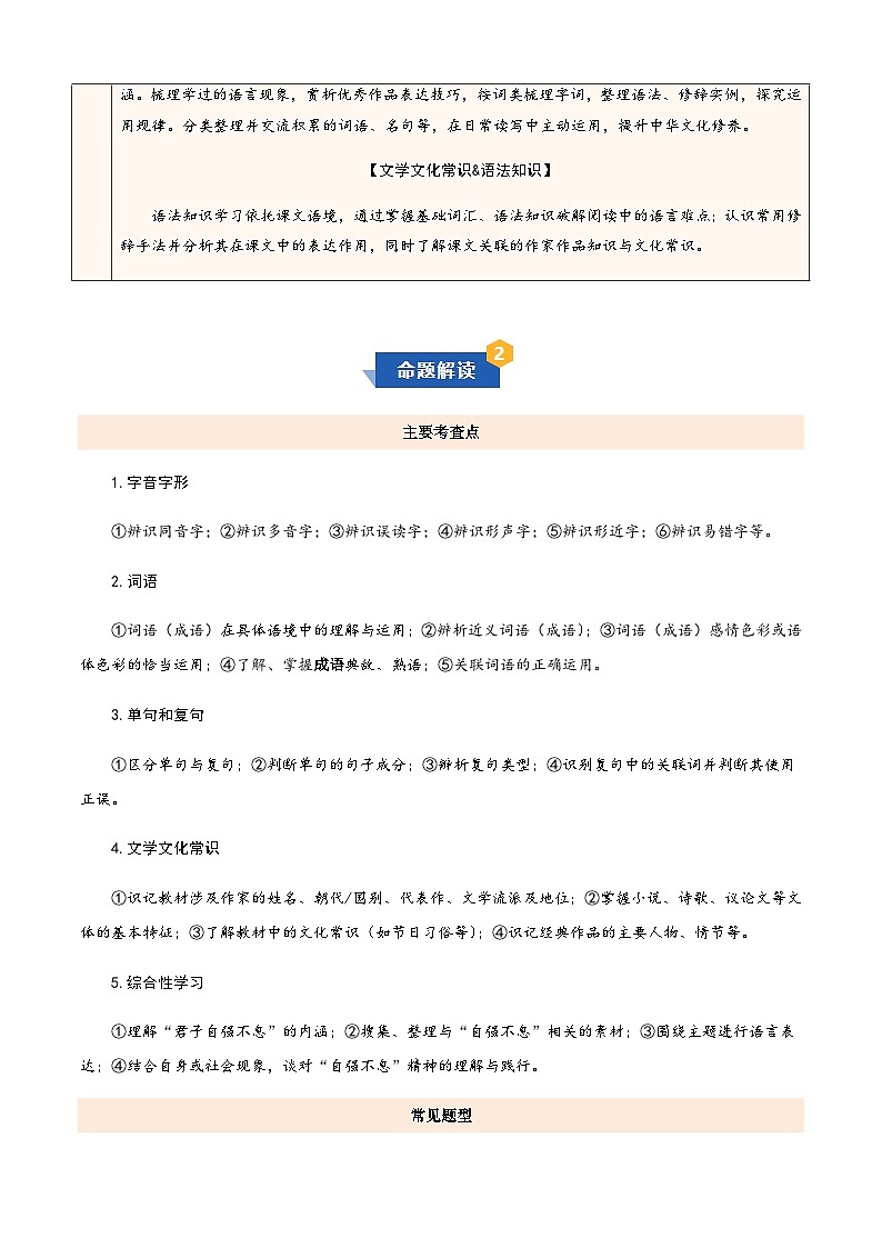 部编九年级上册语文 专题01 基础知识综合 期中知识清单第2页