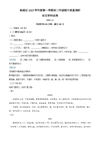 上海市杨浦区2025-2026学年九年级上学期期中语文试题（含答案及解析）
