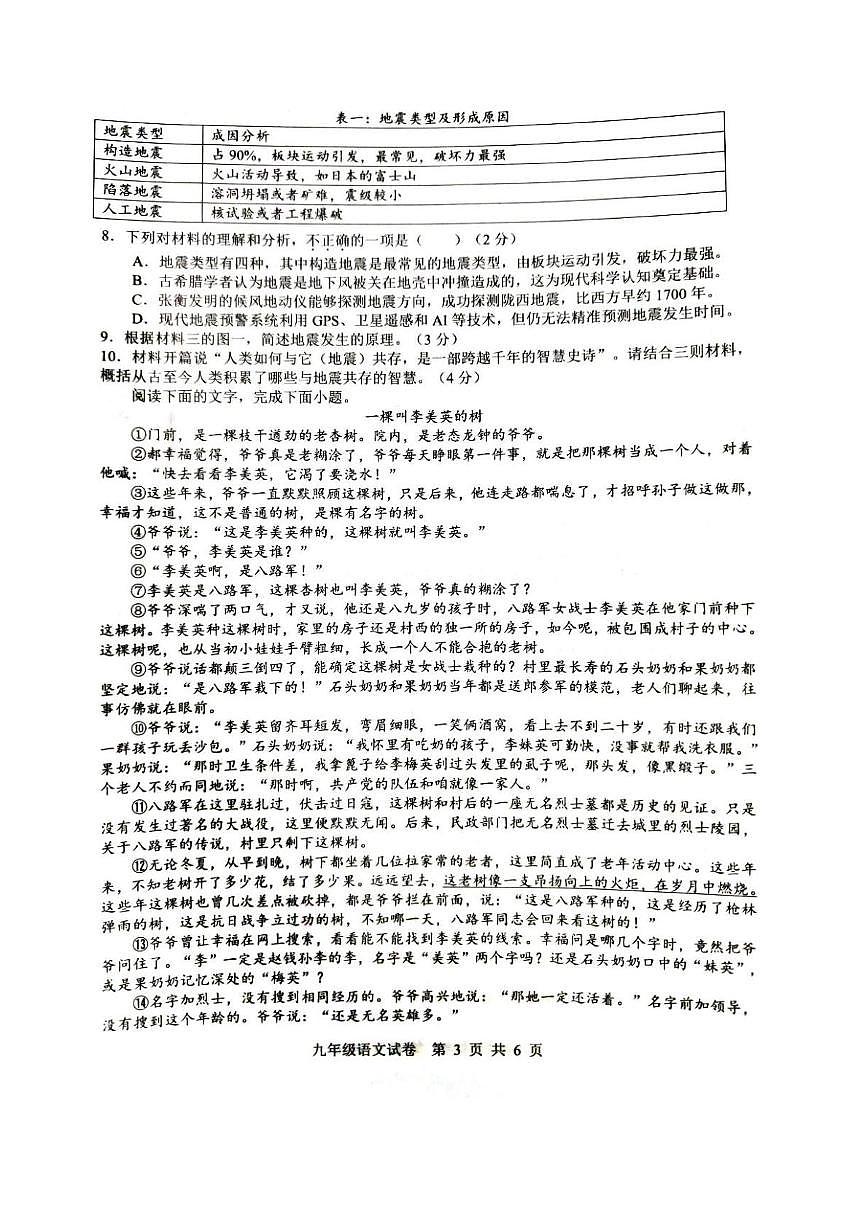 广西壮族自治区南宁市三中三美三雅联考2025-2026学年九年级上学期11月期中语文试题第3页
