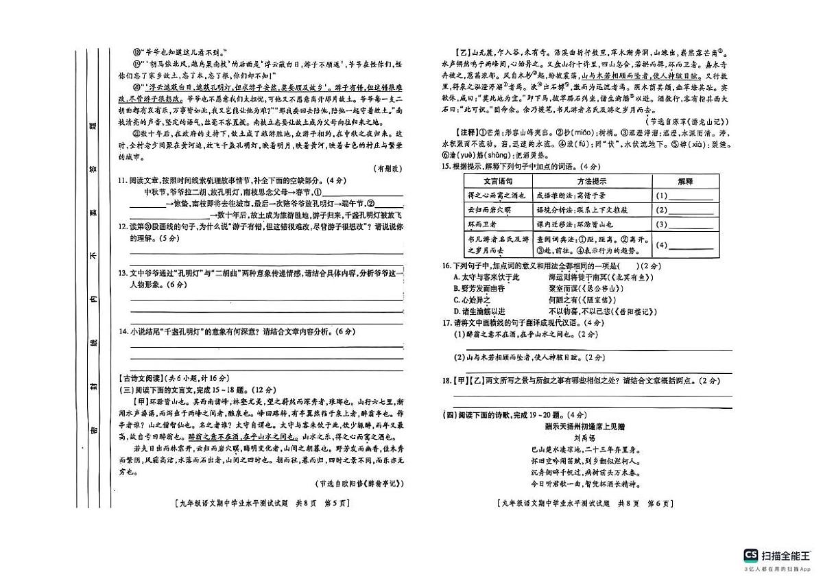 陕西省咸阳市秦都区咸阳彩虹学校2025-2026学年九年级上学期11月期中语文试题第3页