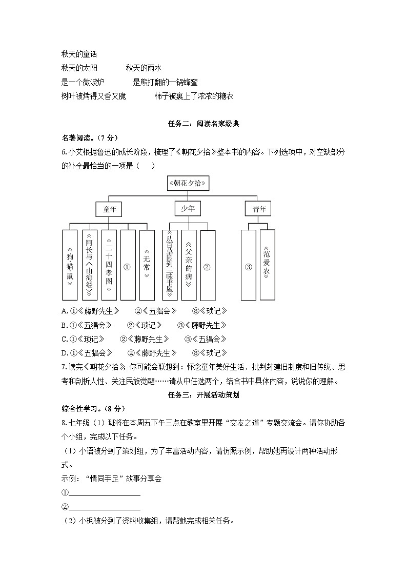 重庆市重庆市开州区云枫初中教育集团2024-2025学年七年级上学期期中语文语文试卷（学生版）第2页