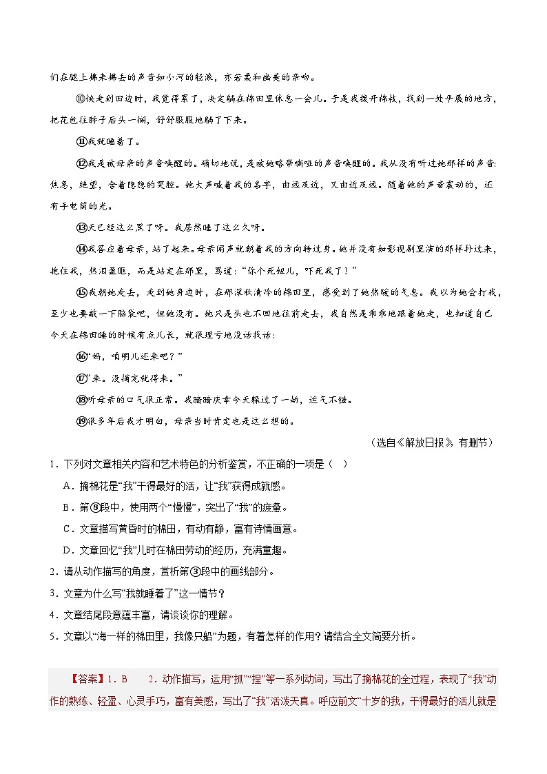 专题04   文学类文本阅读（安徽专用）（解析版）第2页