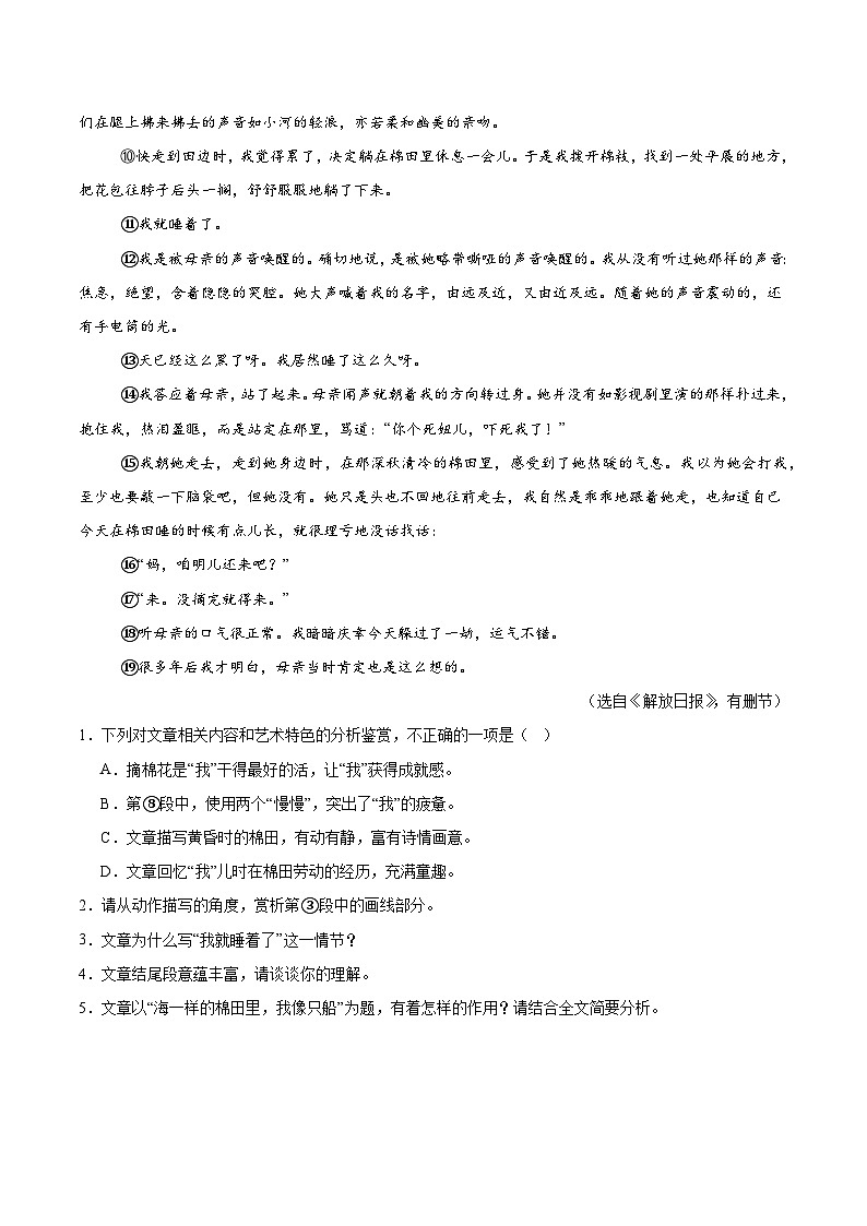 专题04   文学类文本阅读（安徽专用）（原卷版）第2页