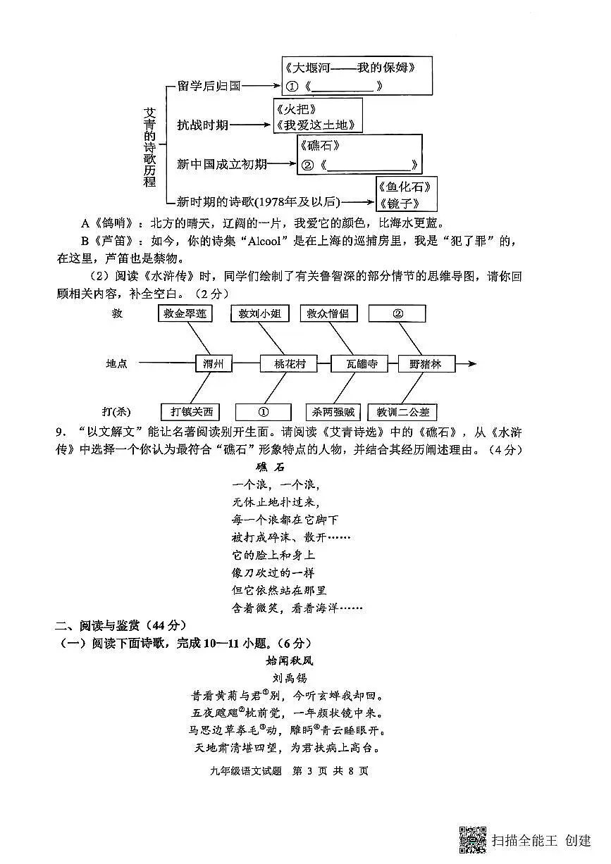 山东省临沂市郯城县2025--2026学年九年级上学期期中考试语文试题+第3页