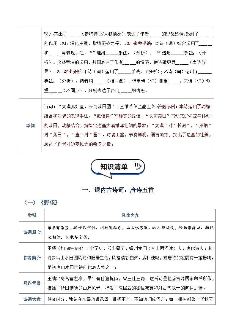清单03：八年级上册古诗词知识清单-2026年中考语文一轮复习之古诗文专题讲练（全国通用）第2页