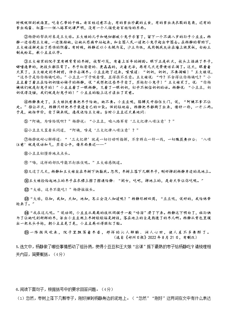河南省驻马店市驿城区第二初级中学2025-2026学年九年级上学期11月期中语文试题（无答案）第3页