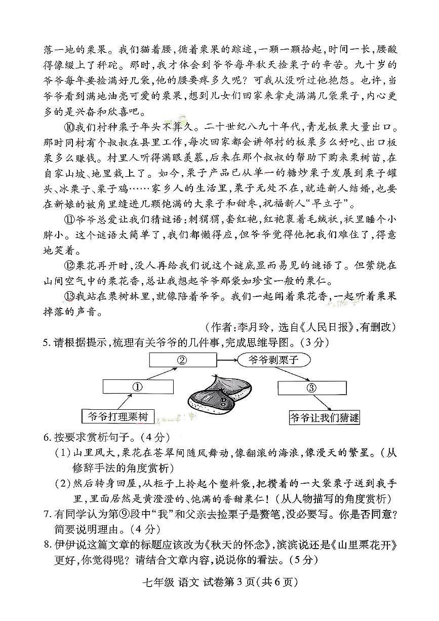 河南省洛阳市伊滨区期中联考2025-2026学年七年级上学期11月期中语文试题第3页