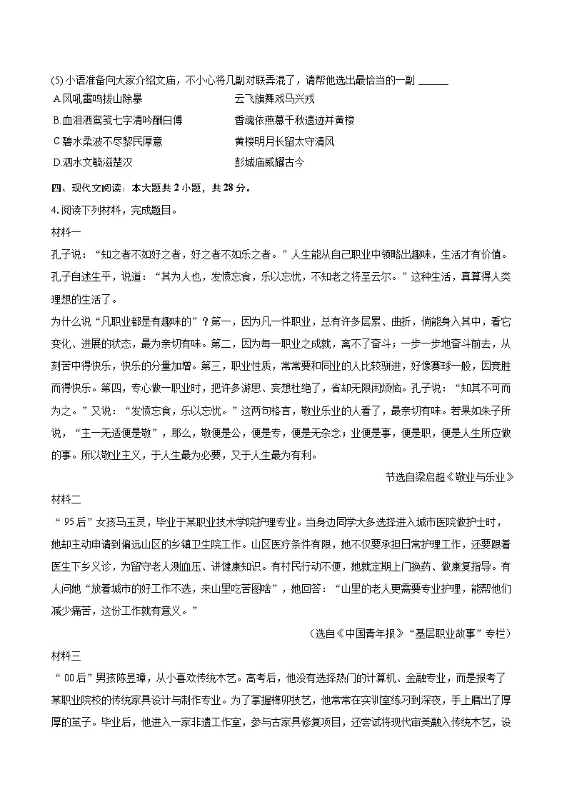 2025-2026学年江苏省徐州市九年级（上）期中语文试卷-自定义类型第3页