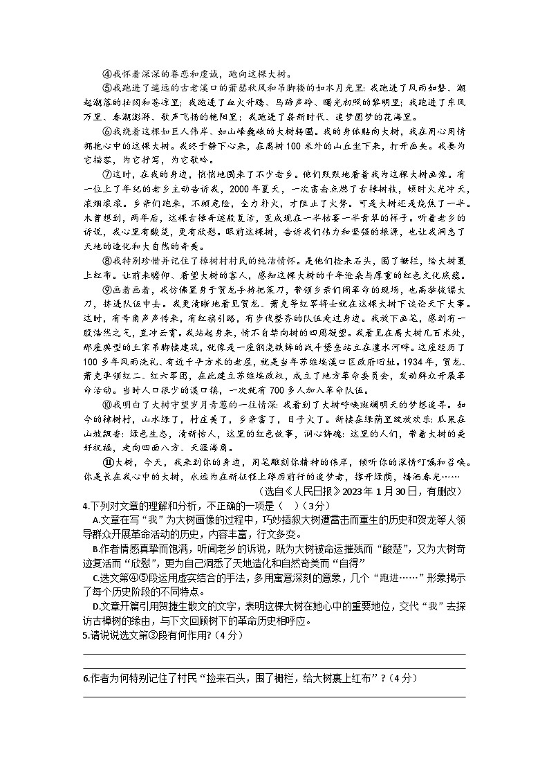 安徽省涡阳县部分学校2025-2026学年九年级上学期期中考试语文试题第3页
