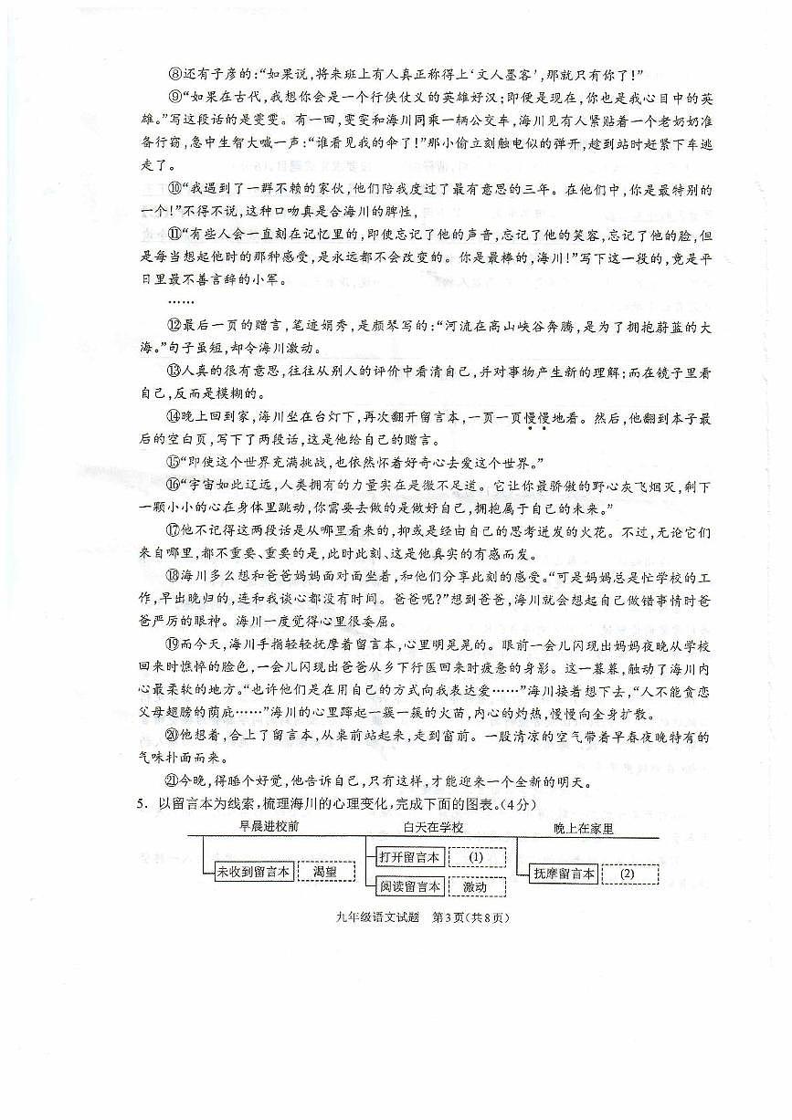 河南省驻马店市平舆县2025-2026学年度上学期期中学情测评九年级语文试卷第3页