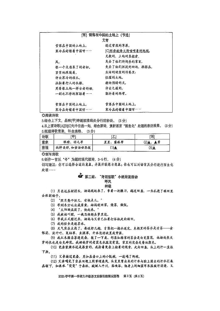 浙江省杭州市实验学校2025-2026学年九年级上学期期中考试语文试题第2页