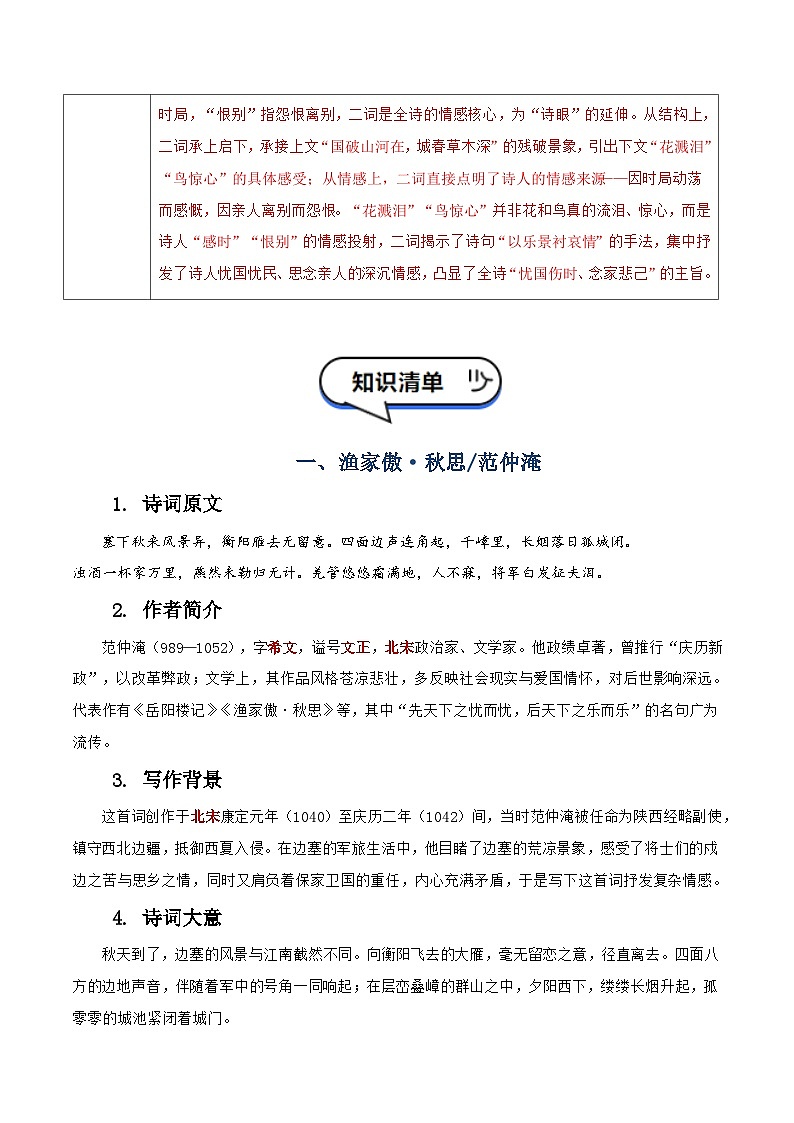清单06：九年级下册古诗词知识清单-2026年中考语文一轮复习之古诗文专题（全国通用）第3页