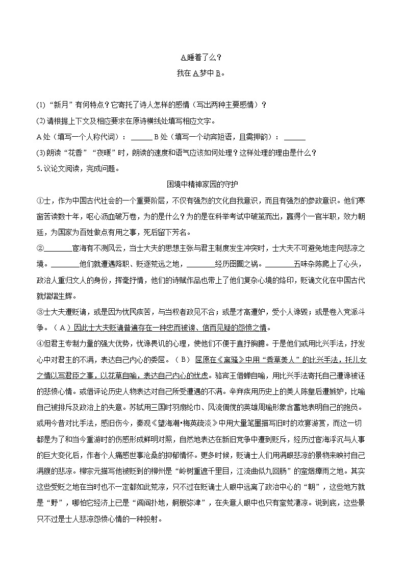 2025-2026学年福建省福州一中九年级（上）期中语文试卷-自定义类型第3页