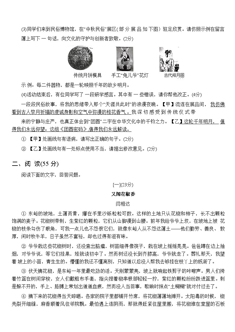 安徽省阜阳市颍泉区校联考2025-2026学年九年级上学期11月期中语文试题（含答案）第3页