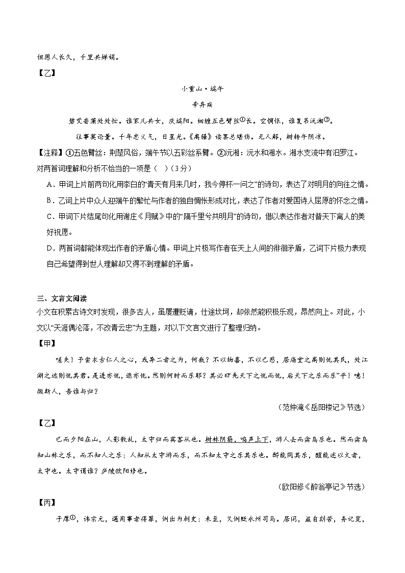广东省湛江市雷州市三校联考2026届九年级上学期11月期中考试 语文试卷第3页