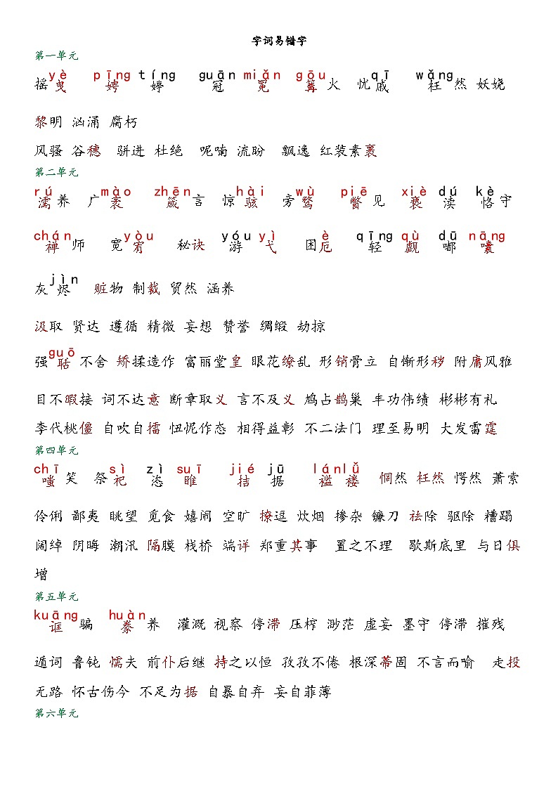 统编版九年级上册语文期末复习：全册重点考点手册 讲义第2页