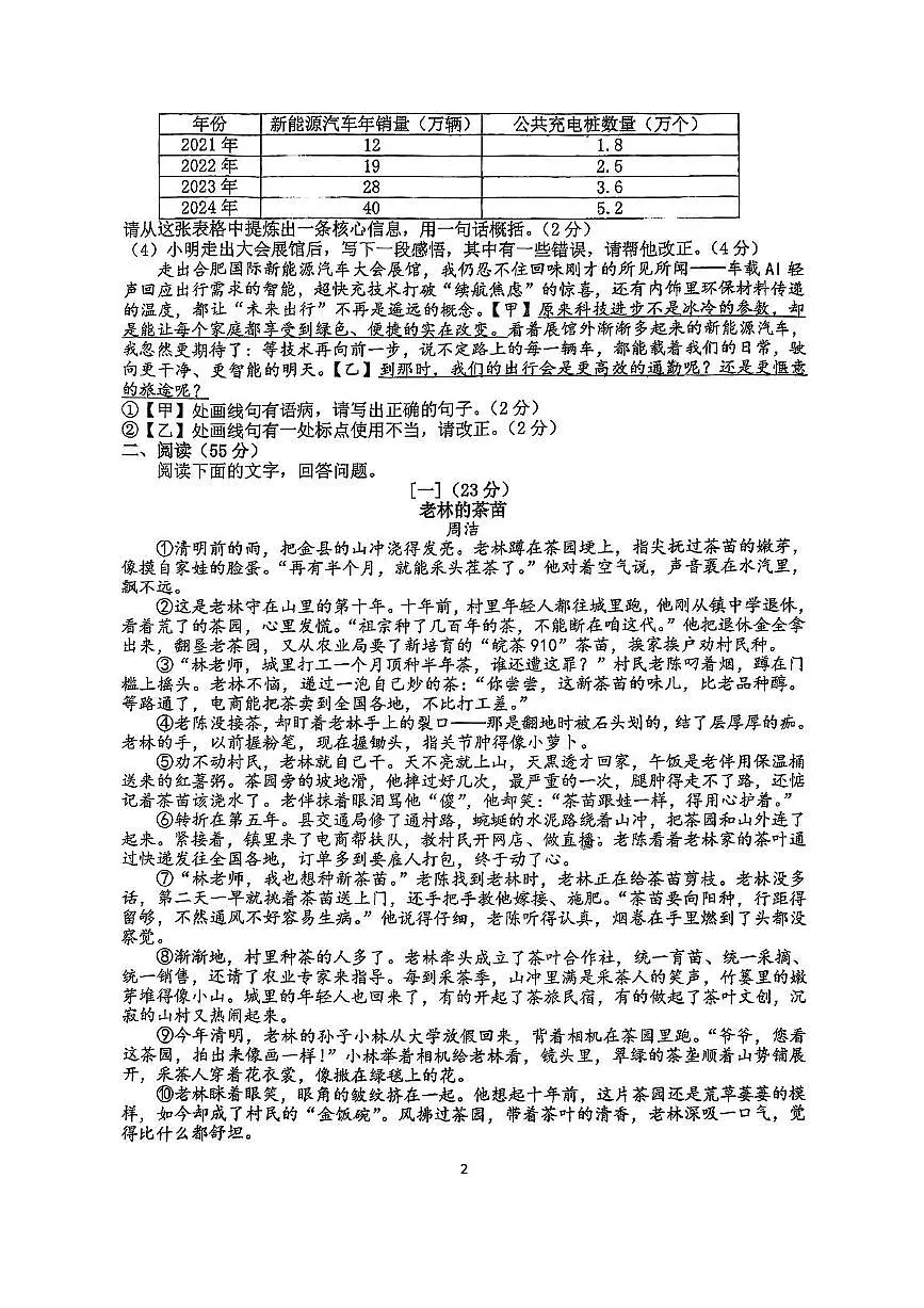 安徽省合肥市第四十五中学2025-2026学年九年级上学期期中考试语文试题第2页
