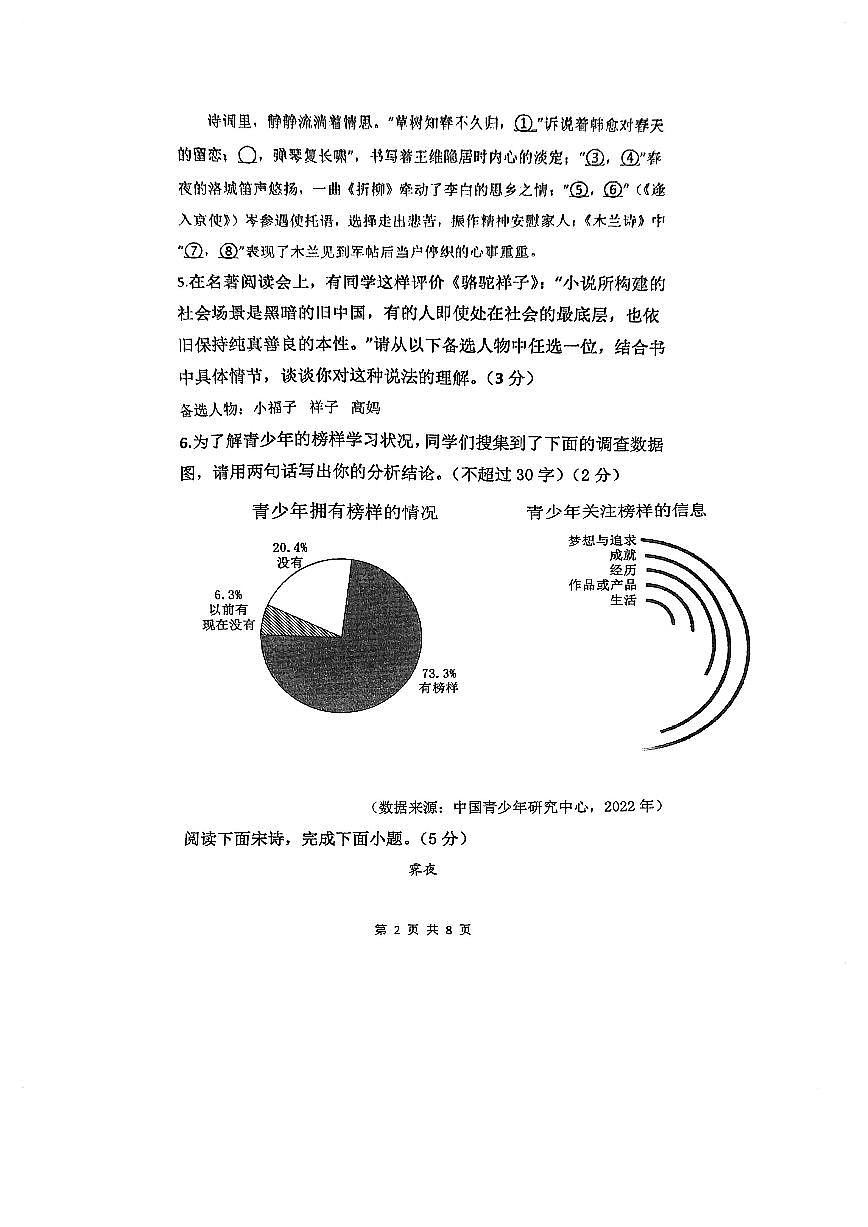 江苏省苏州工业园区东沙湖实验中学2023-2024学年七年级下学期期中考试语文试题第2页