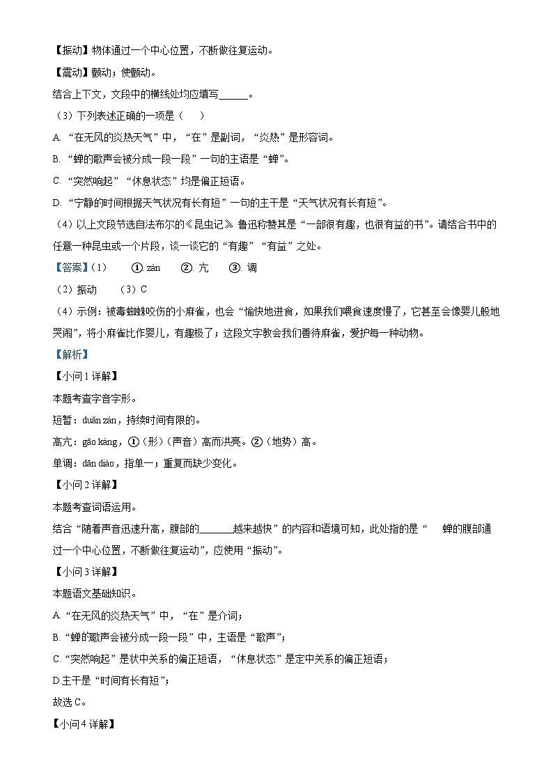 2025年安徽省C20教育联盟中考一模语文试题（解析版）-A4第2页