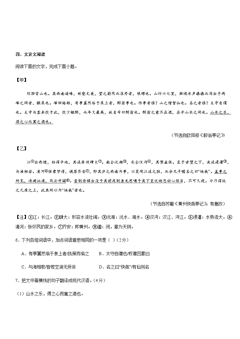 广东省湛江市雷州市第五中学集团2025-2026学年九年级上学期11月期中语文试题第3页