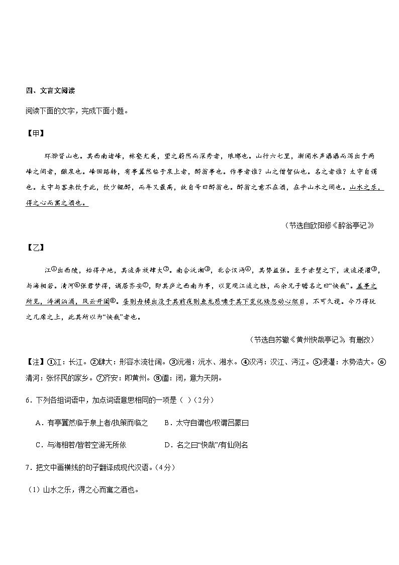 广东省湛江市雷州市第五中学集团2025-2026学年九年级上学期11月期中语文试题第3页