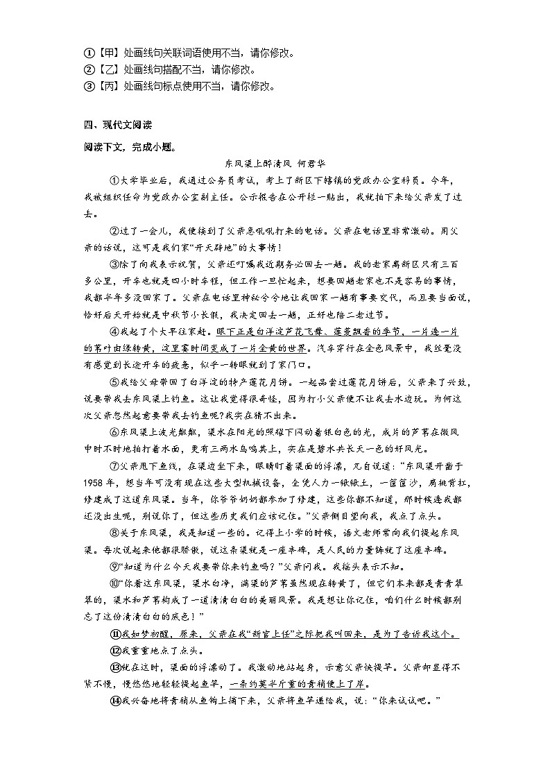 安徽省安庆市第四中学2025-2026学年九年级上学期期中语文试题（含答案及解析）第3页