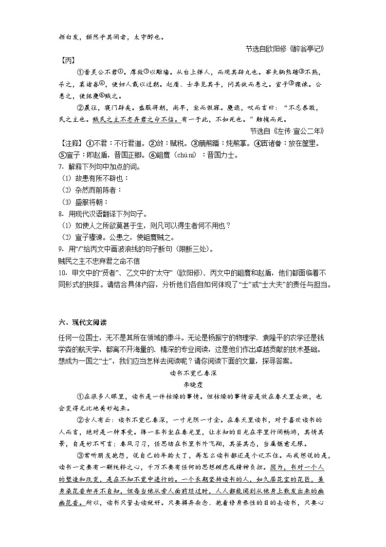 广东省汕头市潮阳实验学校2025-2026学年九年级上学期期中语文试题（含答案及解析）第3页
