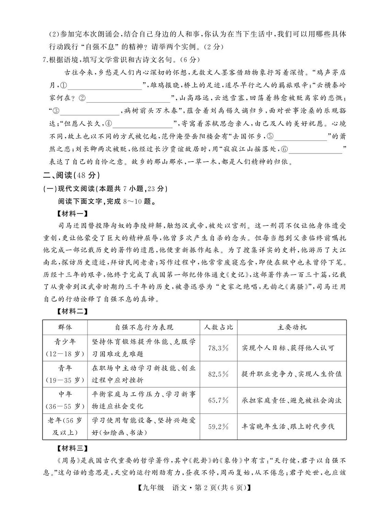 广西壮族自治区南宁市兴宁区2025-2026学年九年级上学期期中考试语文试题第2页
