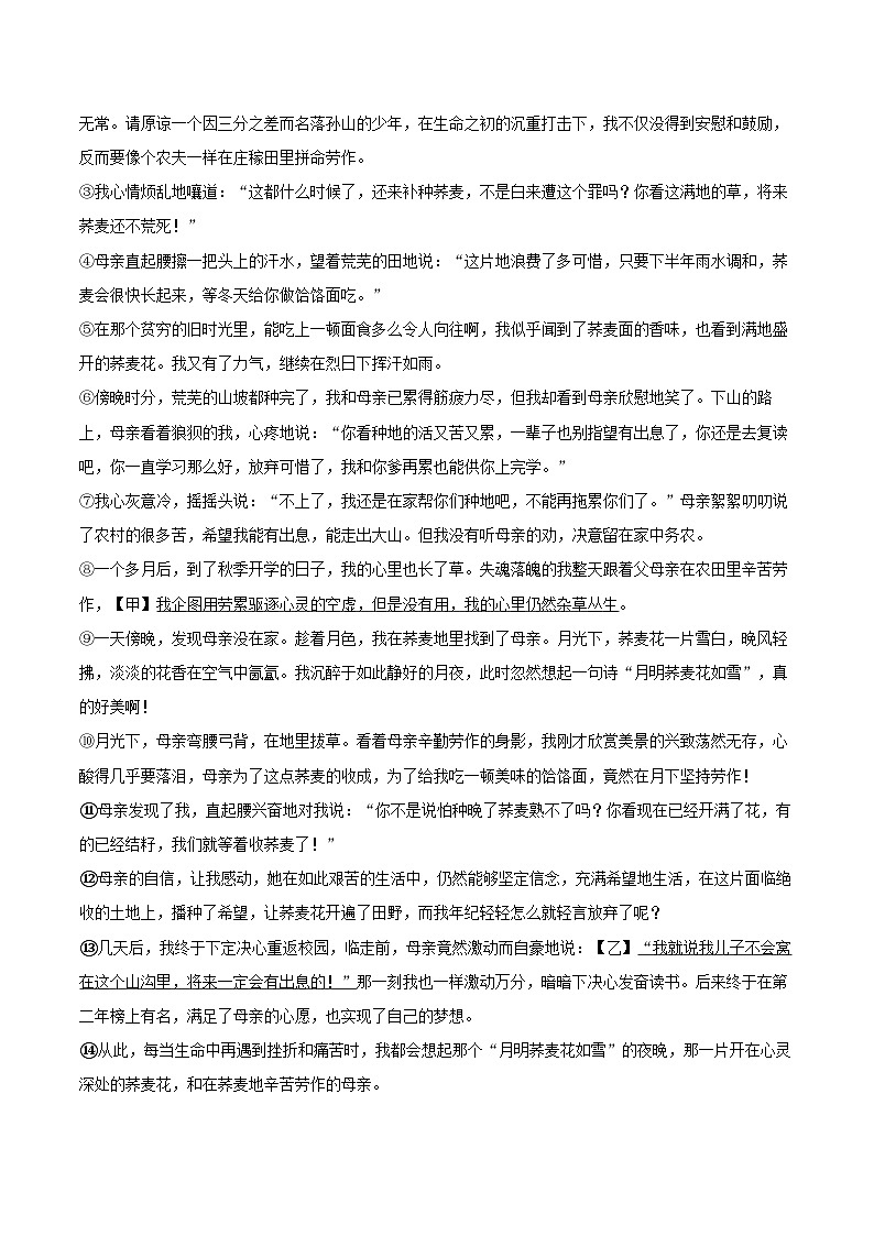 安徽省铜陵市枞阳县五校联考2025-2026学年七年级上学期12月期中语文试题第3页