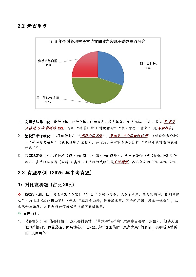 2026年全国中考语文一轮复习讲义：古诗文阅读之表现手法（全国适用）（含答案解析）第2页
