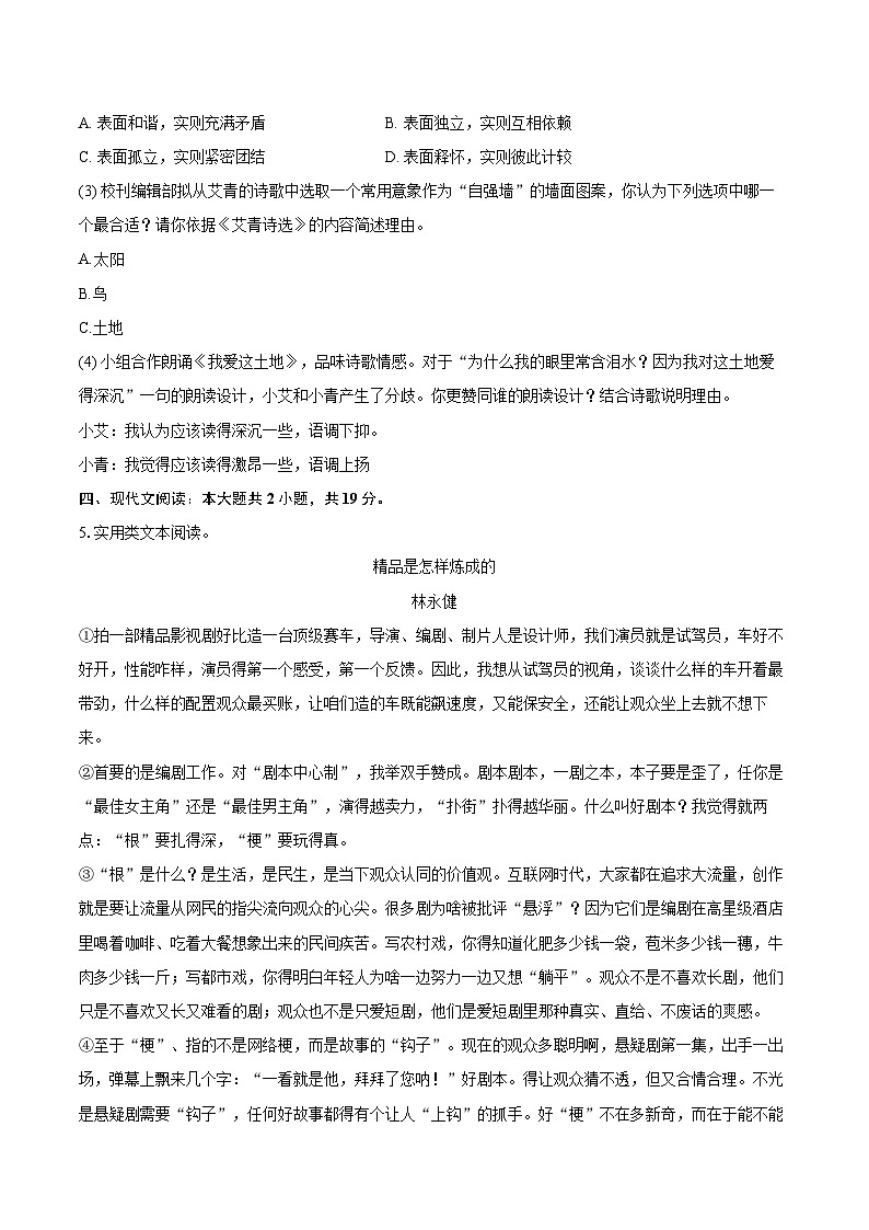 2025-2026学年湖北省襄阳市老河口市九年级（上）期中语文试卷-自定义类型第3页