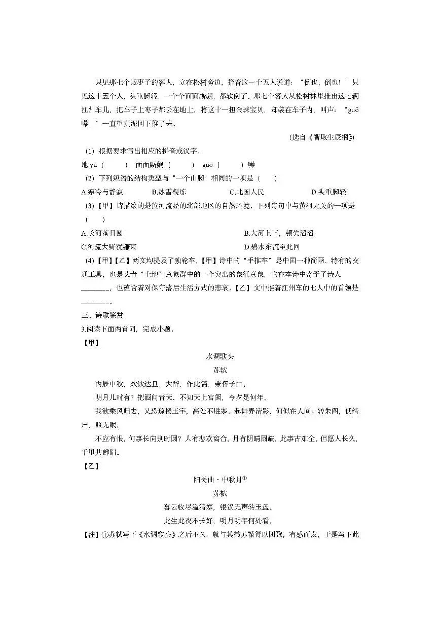 广东省湛江市雷州市龙门镇三校联考2025-2026学年九年级上学期期中考试语文试卷（学生版）第2页