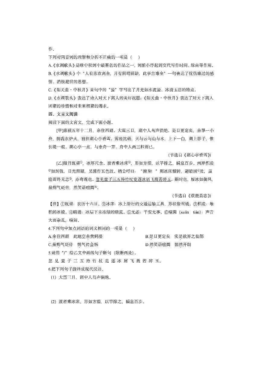广东省湛江市雷州市龙门镇三校联考2025-2026学年九年级上学期期中考试语文试卷（学生版）第3页