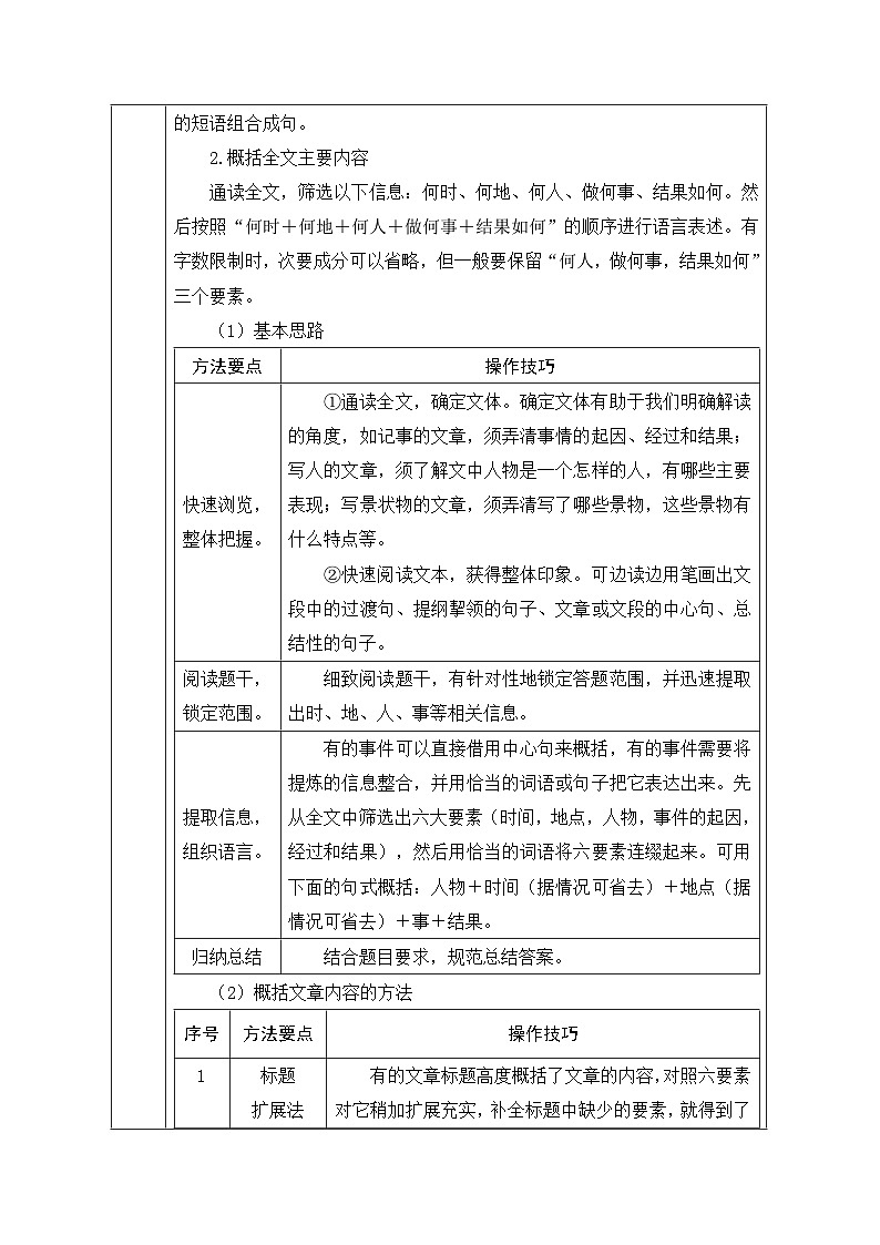 5.概括文章内容-2026年中考第一轮复习专项练习语文记叙文阅读答题公式第2页