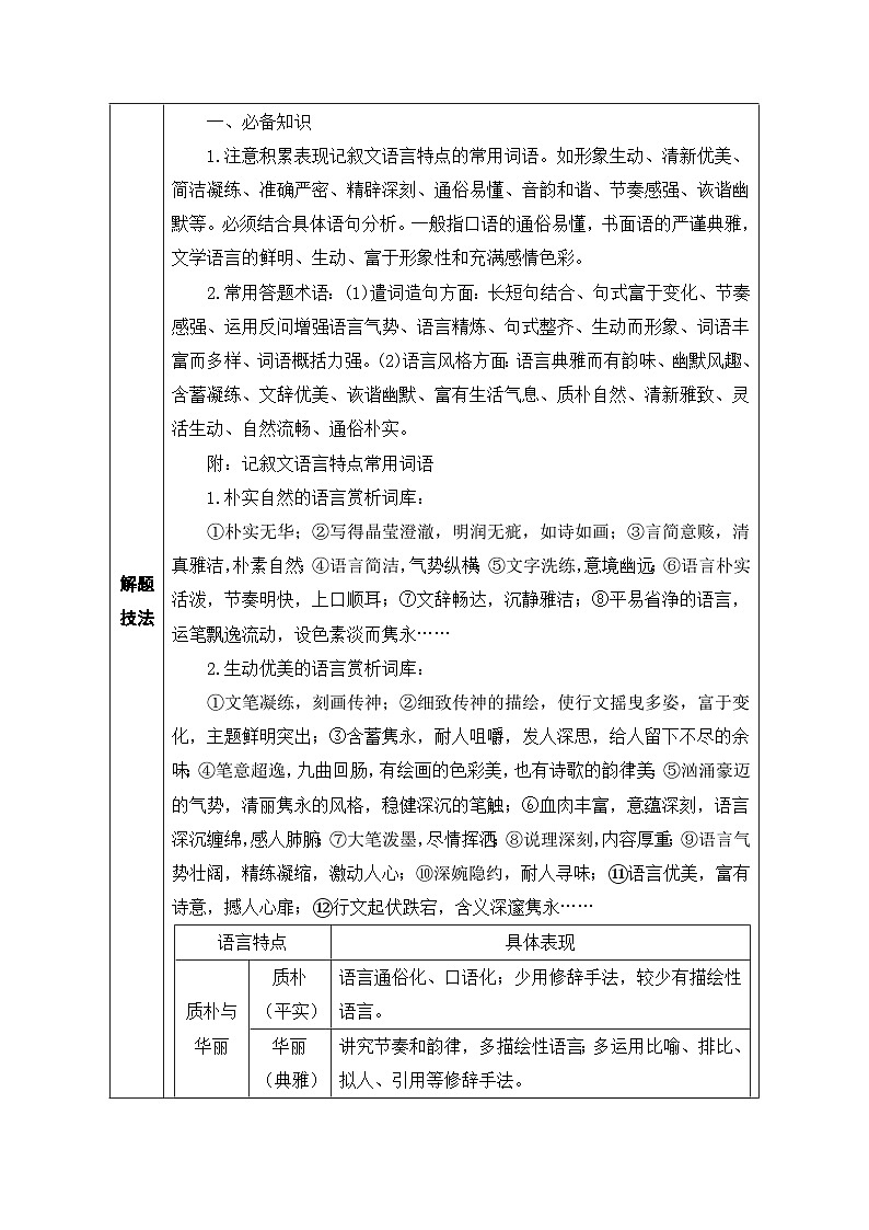 40.分析文章的语言特点-2026年中考第一轮复习专项练习语文记叙文阅读答题公式第2页