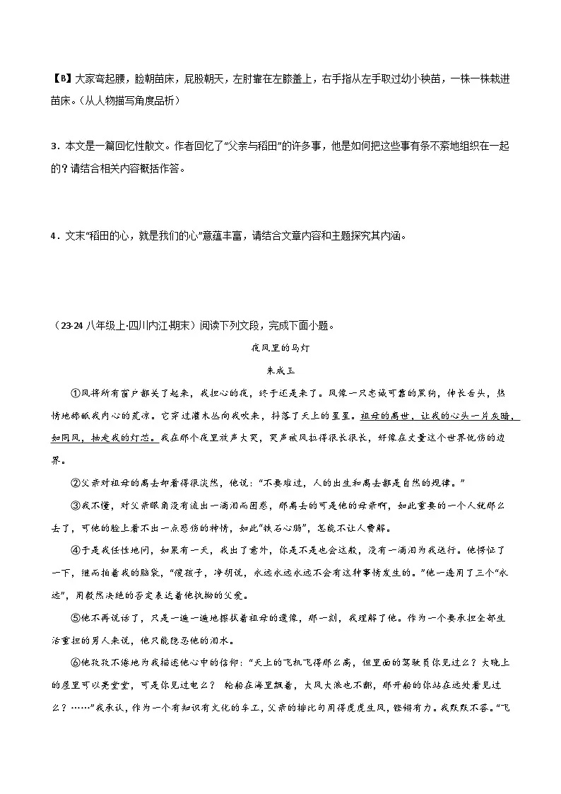 专题19 散文阅读（二）（原卷+答案）2025-2026学年八年级语文上学期期末真题分类汇编第3页