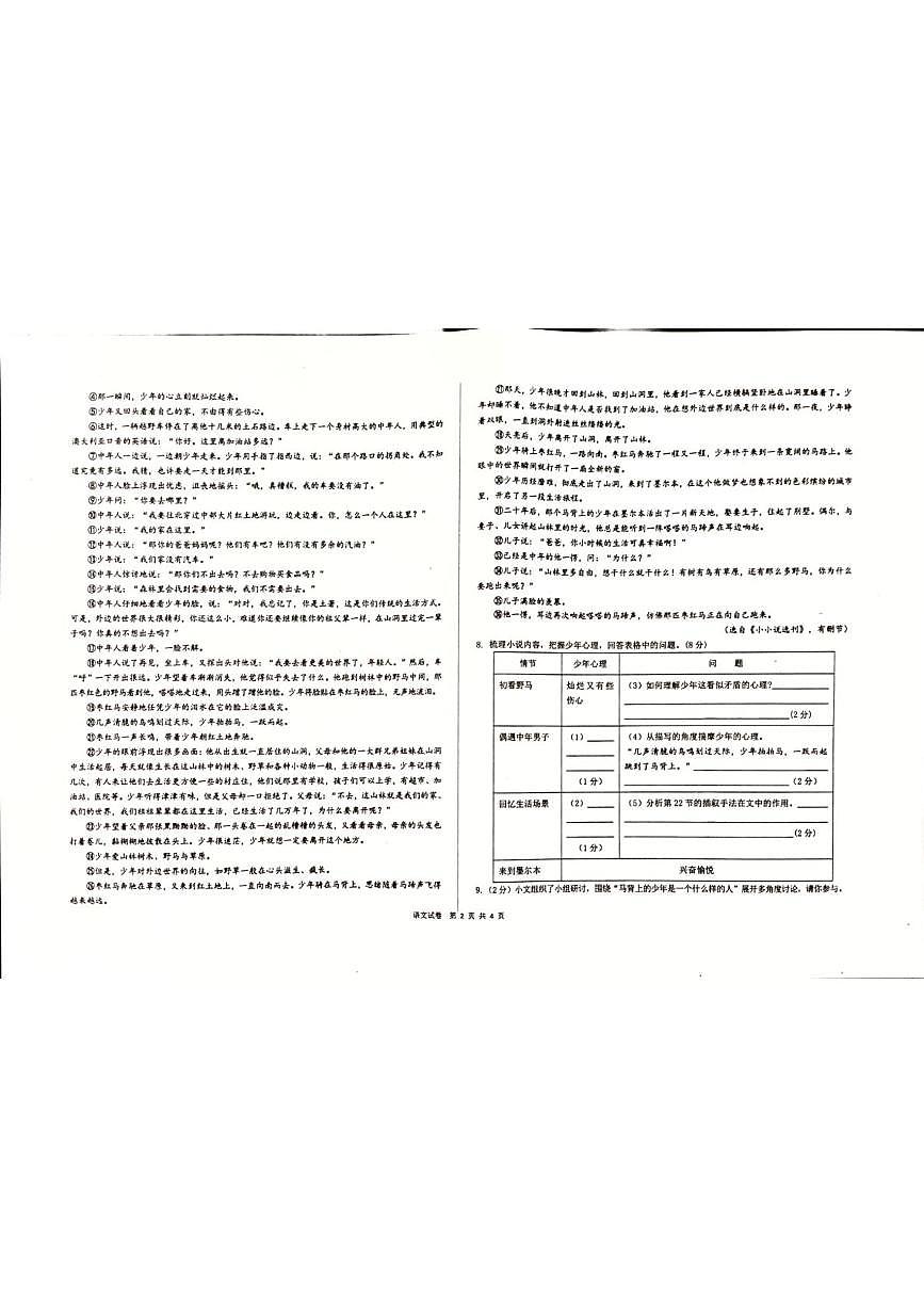 甘肃省武威市古浪县第四中学2025-2026学年九年级上学期期末考试语文试题第2页