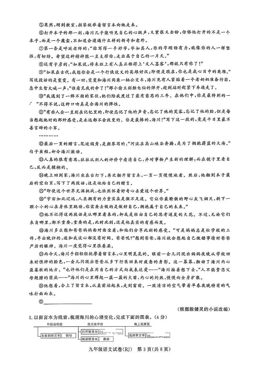 河南省驻马店市汝南县汝南县双语学校、清华园学校2025-2026学年九年级上学期12月月考语文试题第3页