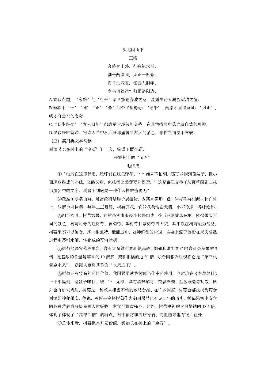 天津市红桥区2025-2026学年七年级上学期期中考试语文试卷（学生版）第2页