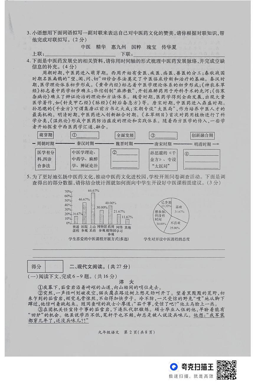 河南省周口市鹿邑县2025-2026学年九年级上学期12月月考语文试卷第2页
