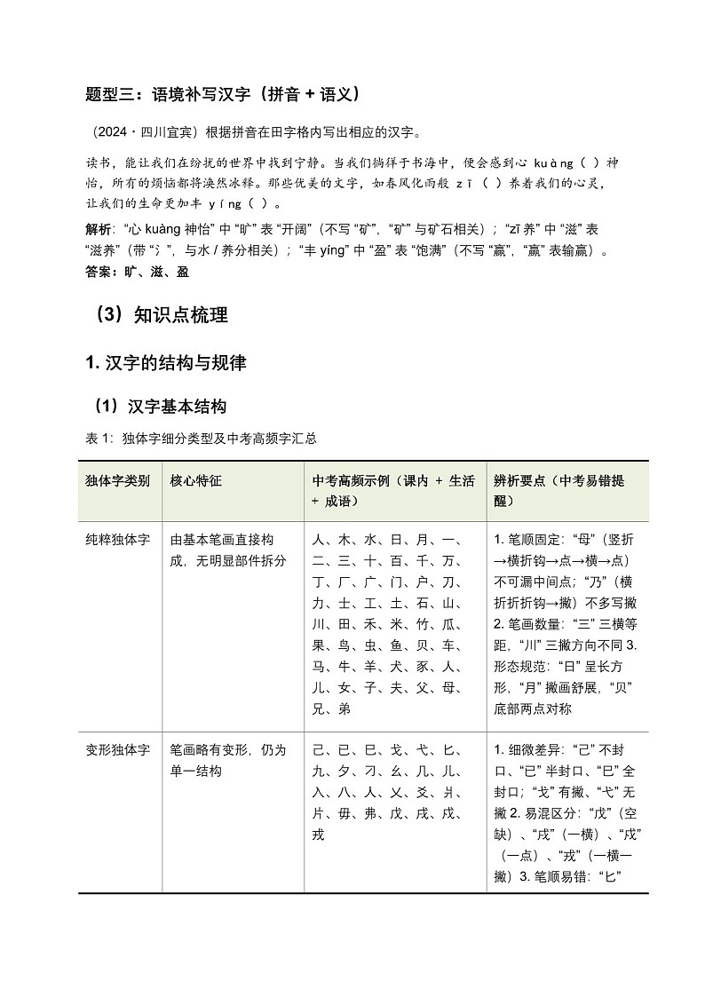 2026 年中考语文一轮复习——字形专题练习（含答案）第3页