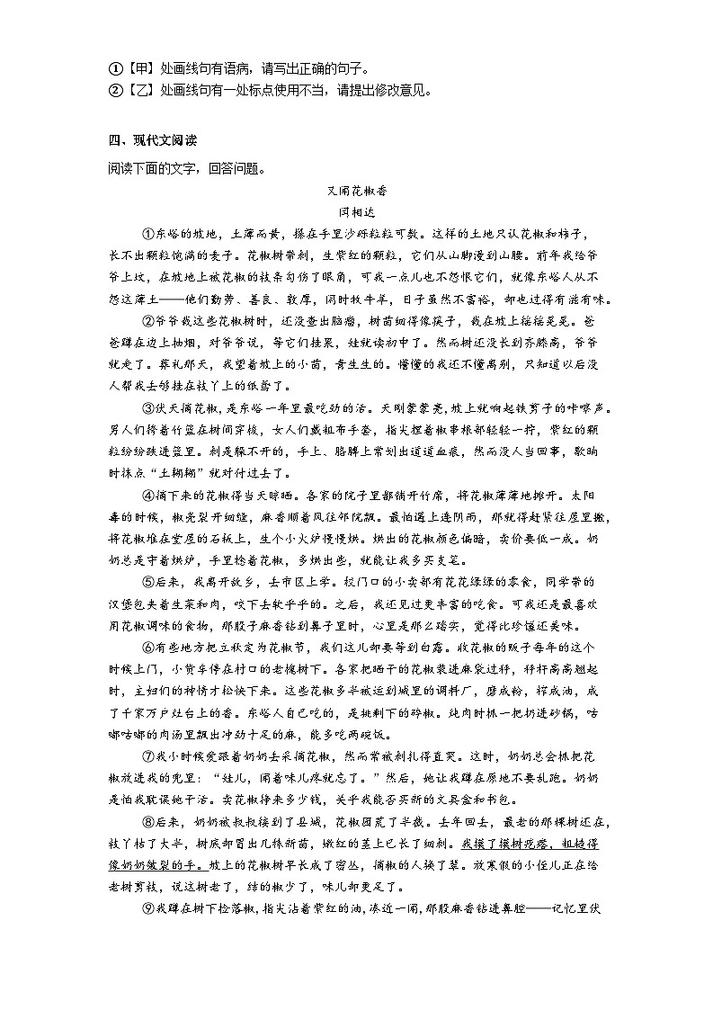 安徽省阜阳市2025-2026学年九年级上学期期中语文试题（含答案）第3页