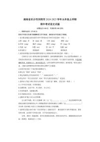 湖南省长沙市浏阳市2024-2025学年九年级上学期期中考试语文试卷（学生版）