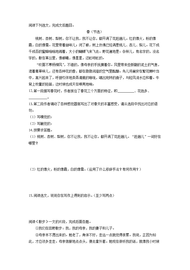 黑龙江省伊春市南岔县两校2025-2026学年七年级上学期期中考试语文试卷（学生版）第3页
