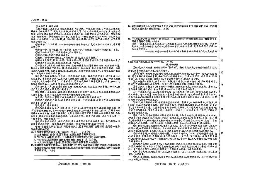 吉林省松原市前郭县南部学区2024~2025学年度下学期八年级期末测试   语文（含答案）第2页